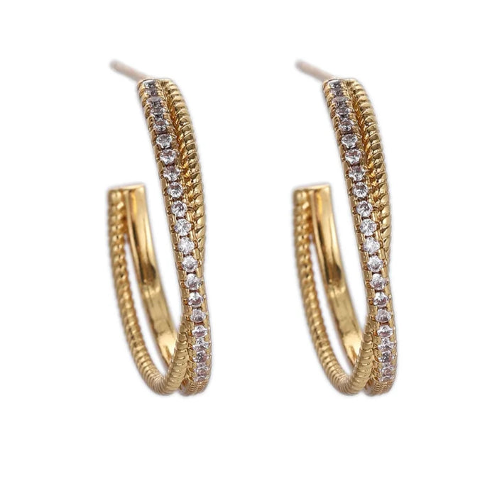 Textured Twisted CZ Hoops