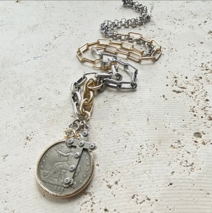 Handmade Mixed Metal Charm Necklace