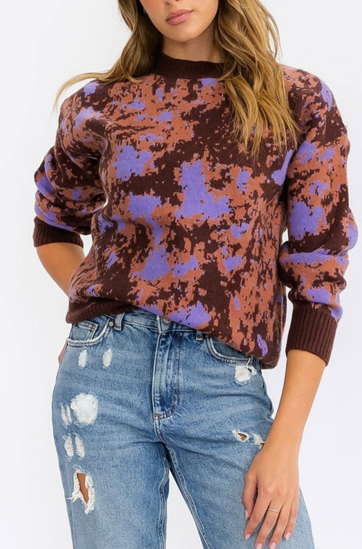 Available in Store: Joanna Print Sweater in Purple