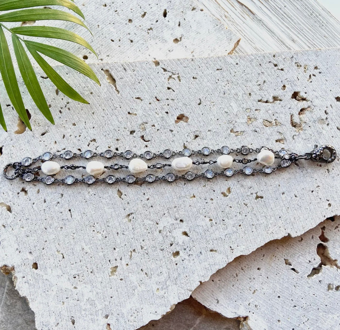 Handmade Pearl & Crystal Bracelet