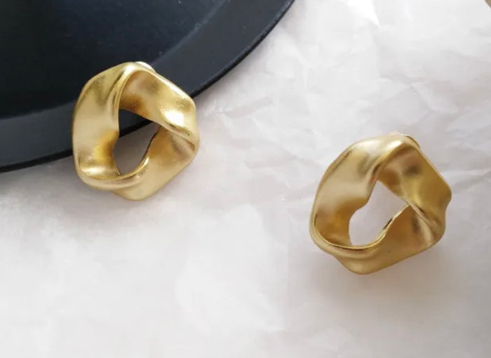 Matte Gold Twist Post Earrings