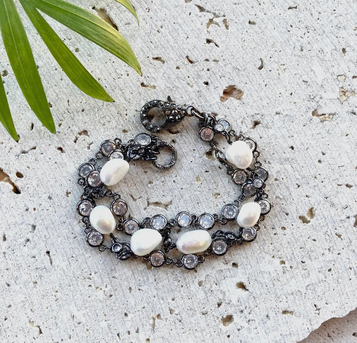 Handmade Pearl & Crystal Bracelet