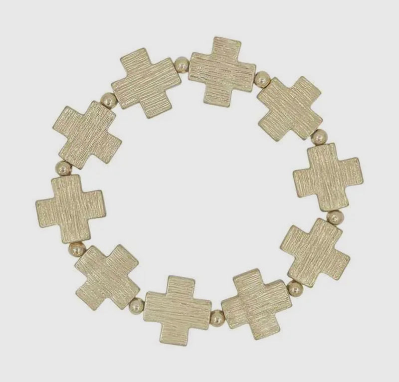 Matte Gold Cross Bracelet