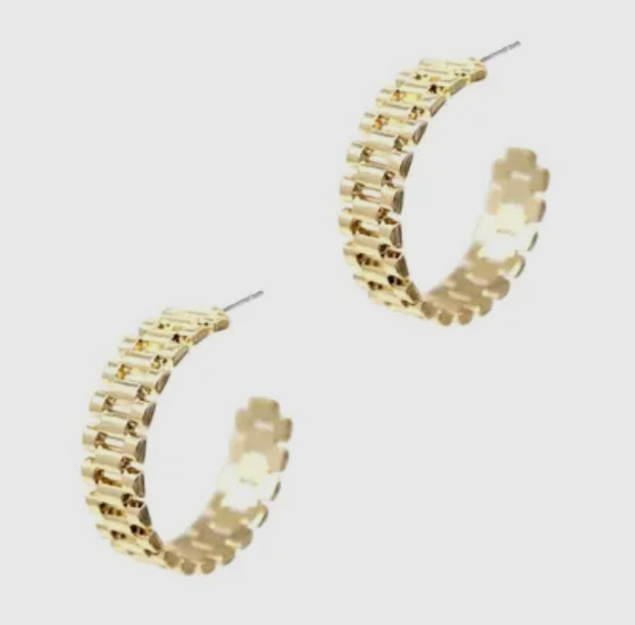 Gold Chain Hoop Earrings