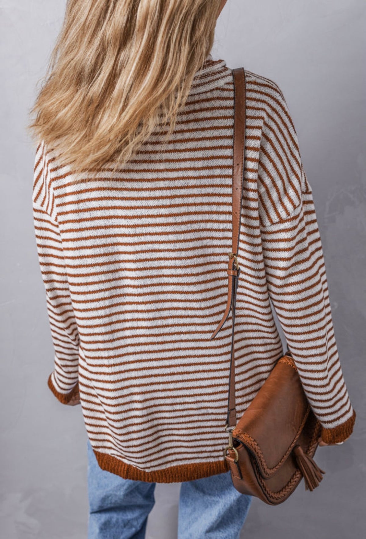 *Available in Store* Brown& White Striped Sweater