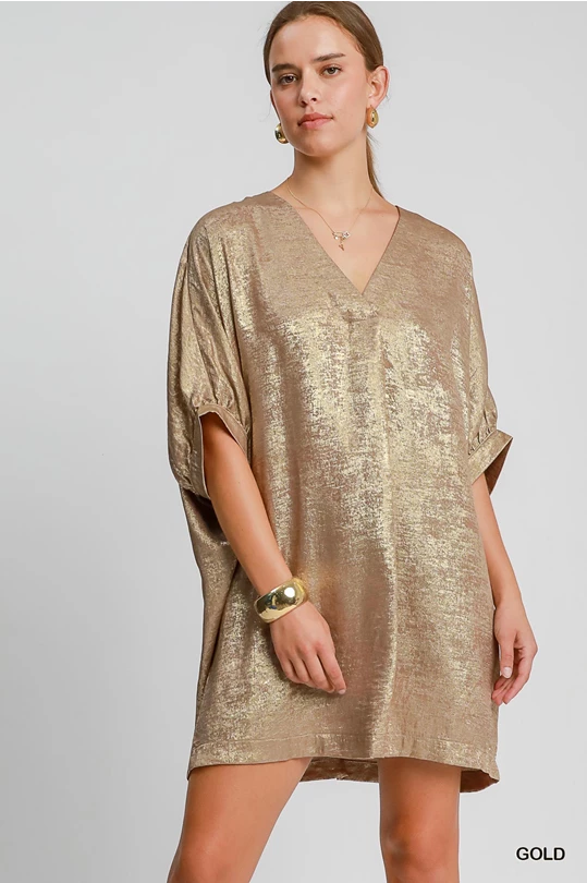 *Available in Store* Gold Short Shift Dress