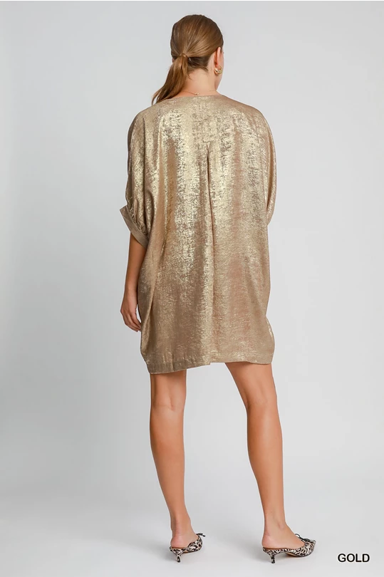 *Available in Store* Gold Short Shift Dress