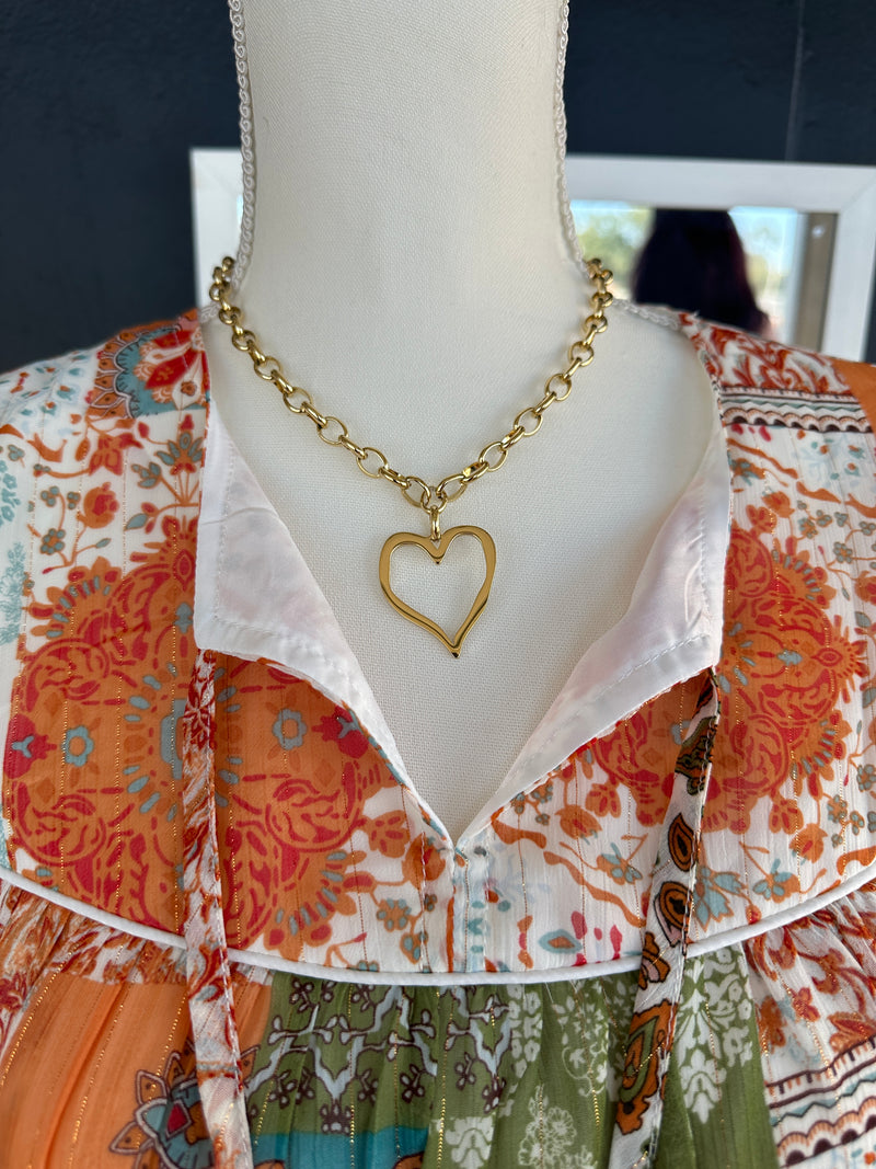 ❤️ Gold Heart Outline Necklace (FW)