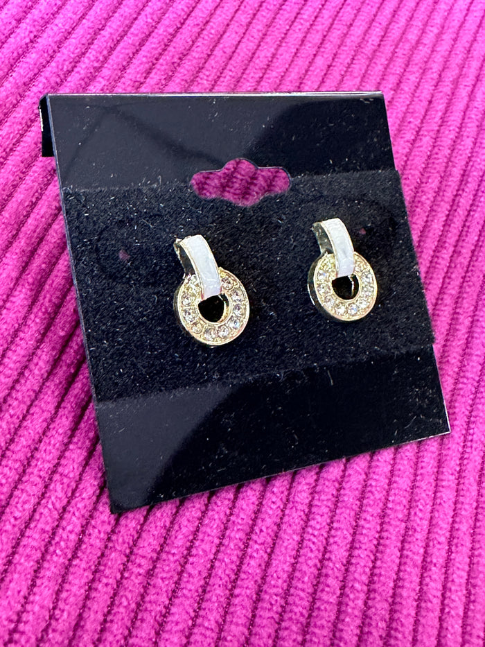 White Enamel & CZ Studs