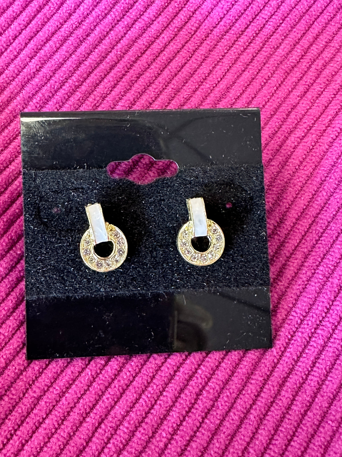 White Enamel & CZ Studs