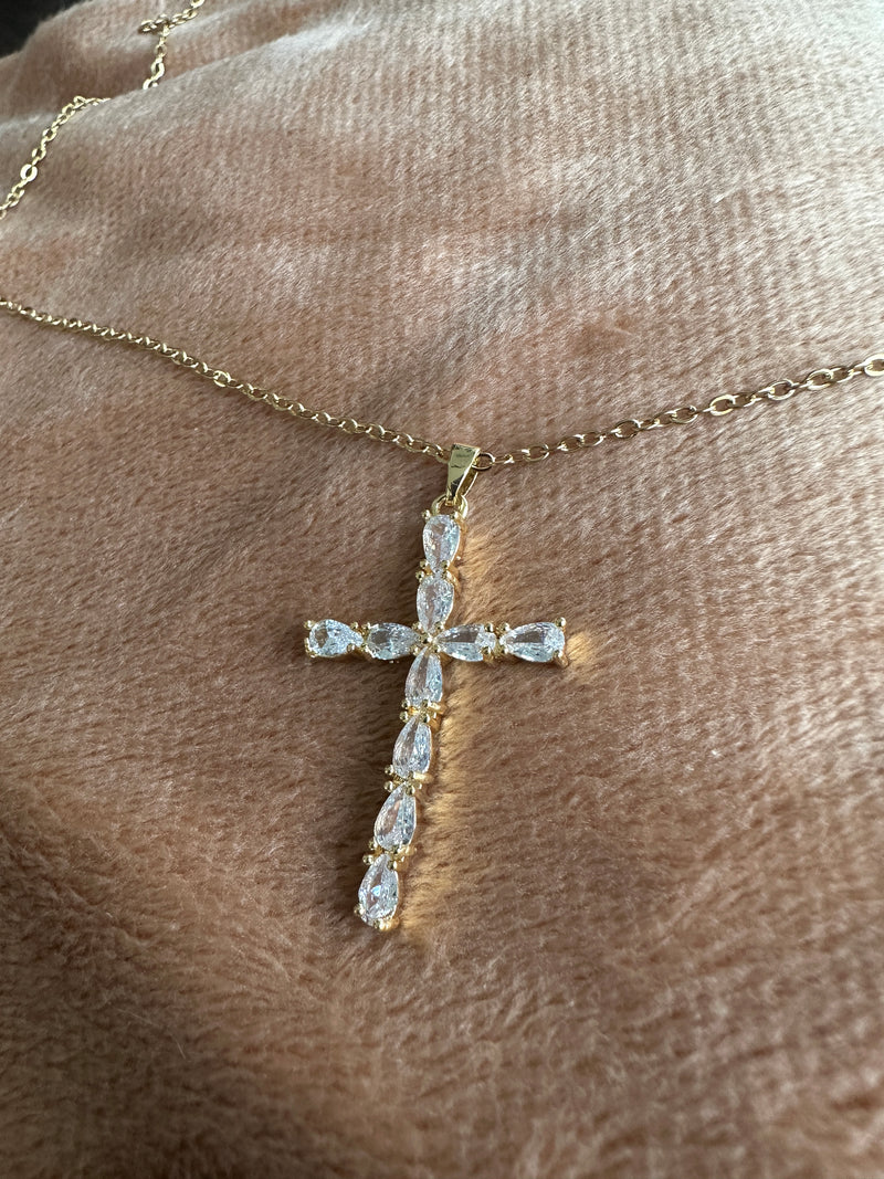 1” CZ Cross Necklace