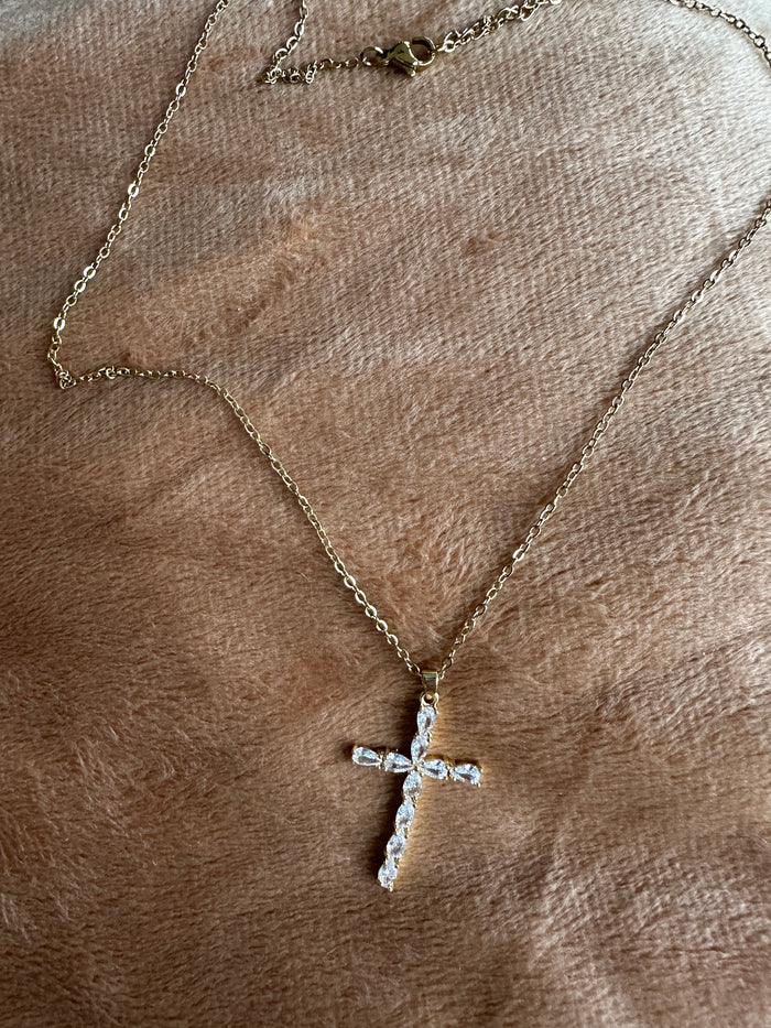 1” CZ Cross Necklace