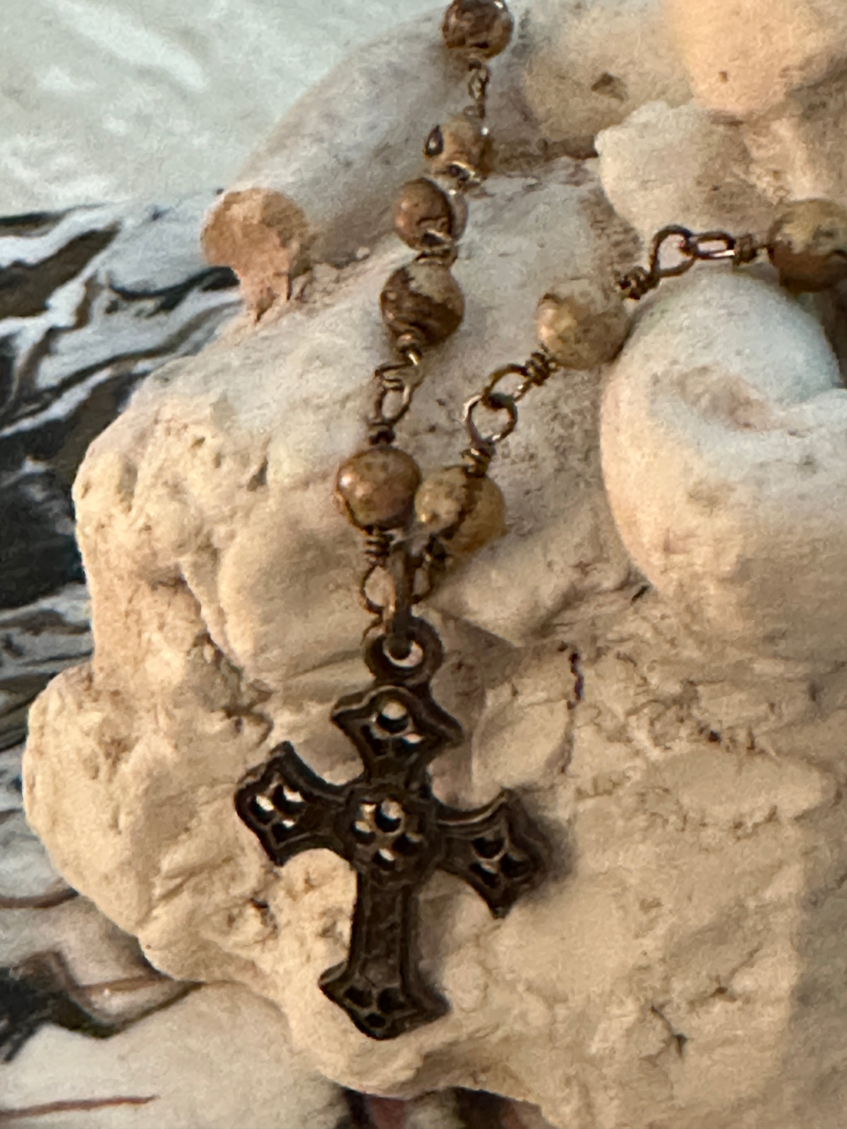 Natural Stone Cross Necklace