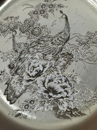 Vintage  Japanese Gold Etched Peacock Plate
