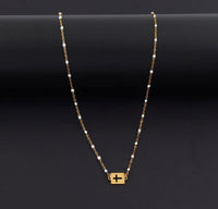Enamel Bead Sideways Cross Necklace