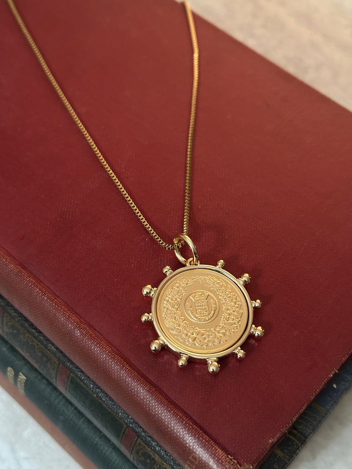 French Horticole Coin Necklace