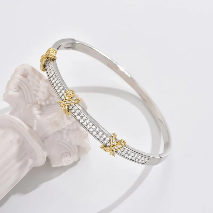 CZ X Silver/Gold Bracelet