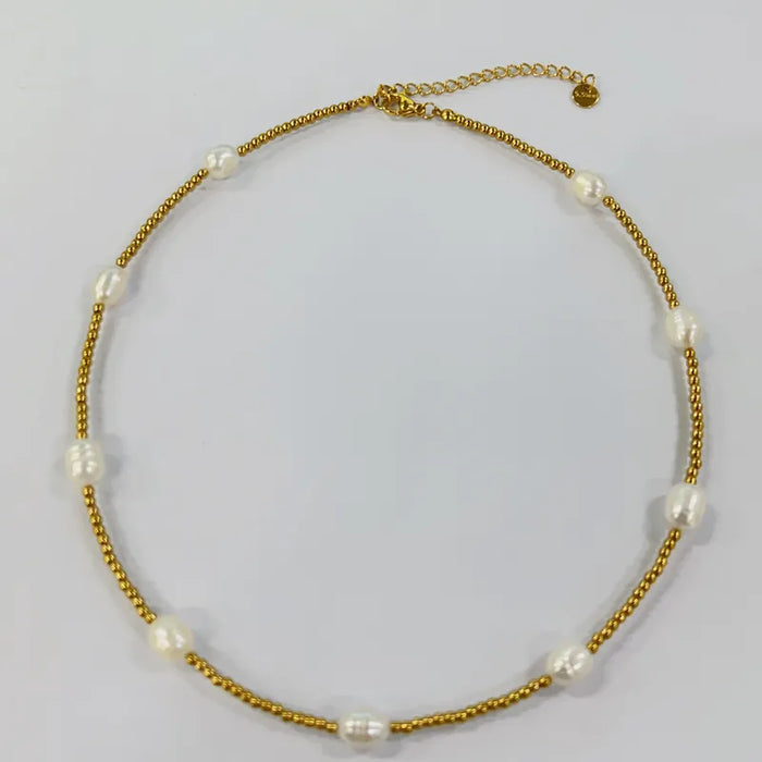 Single Spaced Pearl Necklace