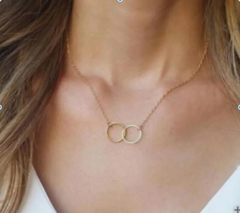 Double Ring Gold Necklace