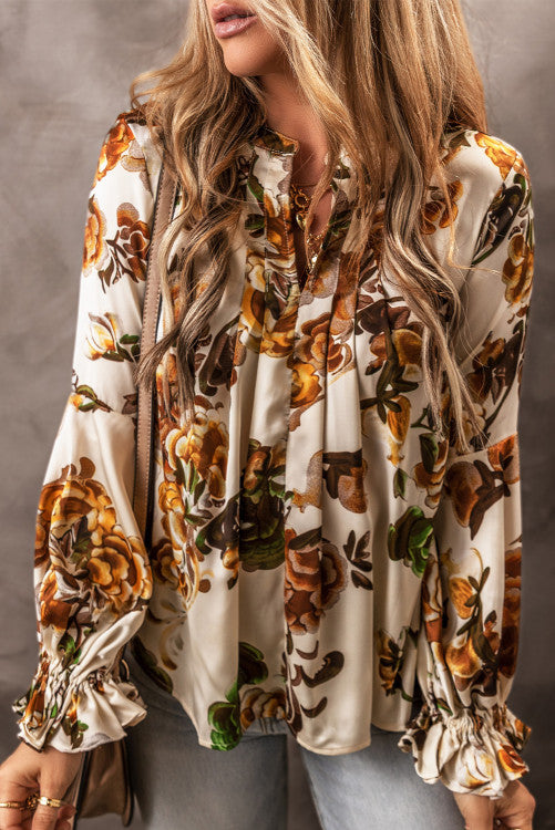 *Available in Store* Off White Autumn Floral Blouse