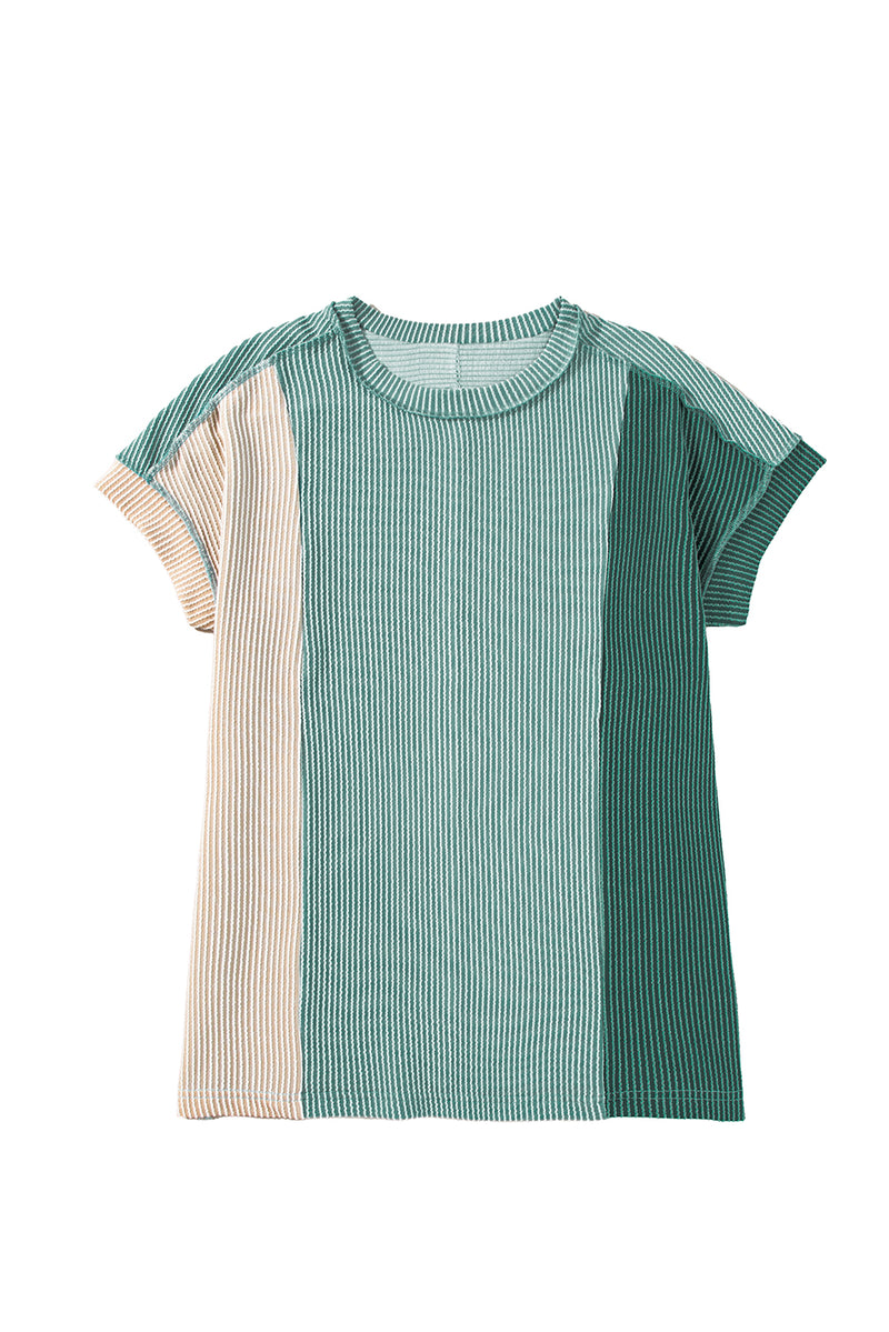 *WEBSITE EXCLUSIVE* Colorblock Ribbed Round Neck T Shirt