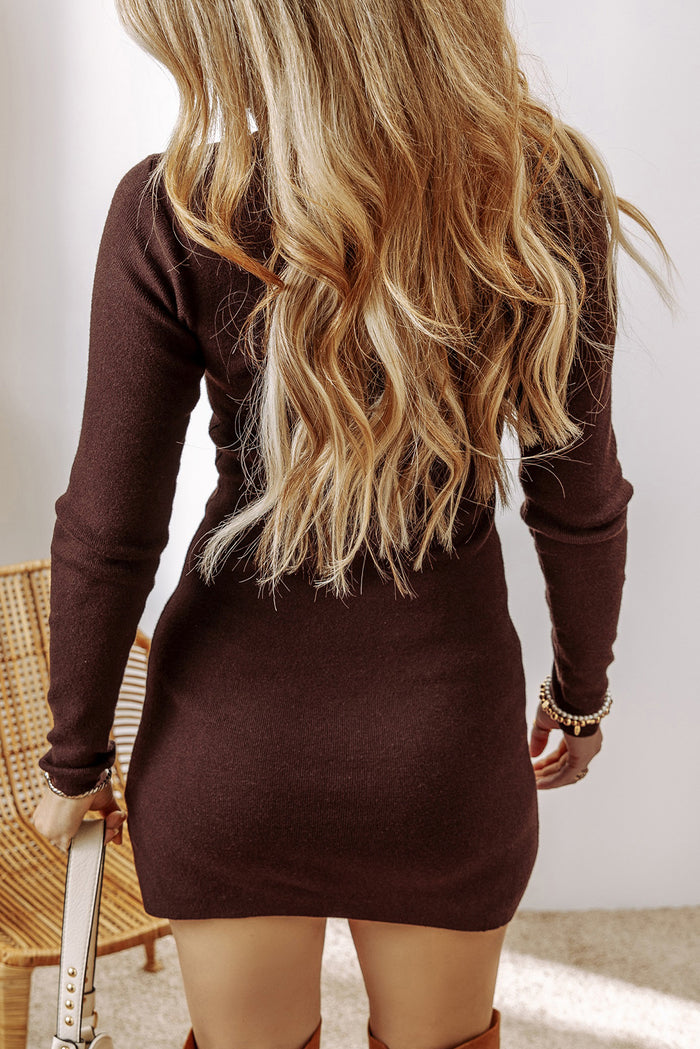 *WEBSITE EXCLUSIVE* Coffee Side Slit Sweater Dress