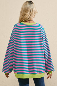 *WEBSITE EXCLUSIVE* Stripe Contrast Edge Oversized Pullover