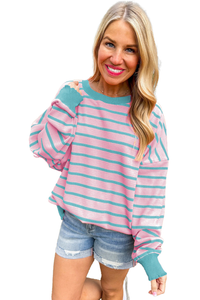 *WEBSITE EXCLUSIVE*  Birdie Stripe Round Neck Drop Shoulder Loose Sweater (New Colors!)