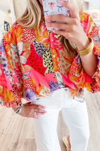 *WEBSITE EXCLUSIVE* Celeste Buttoned Ruffle Bubble Sleeve Shirt