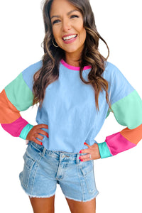 *WEBSITE EXCLUSIVE* Lucy Color Block Sleeve Loose Fit Top