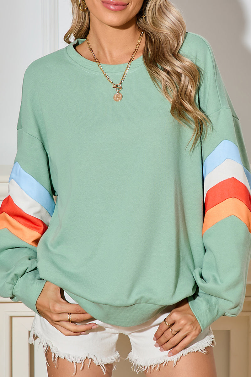 *WEBSITE EXCLUSIVE*  Patchwork Drop Sleeve Loose Sweatshirt