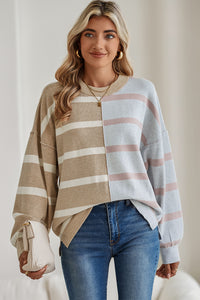 *WEBSITE EXCLUSIVE* Hannah Stripe Exposed Seam Loose Sweatshirts