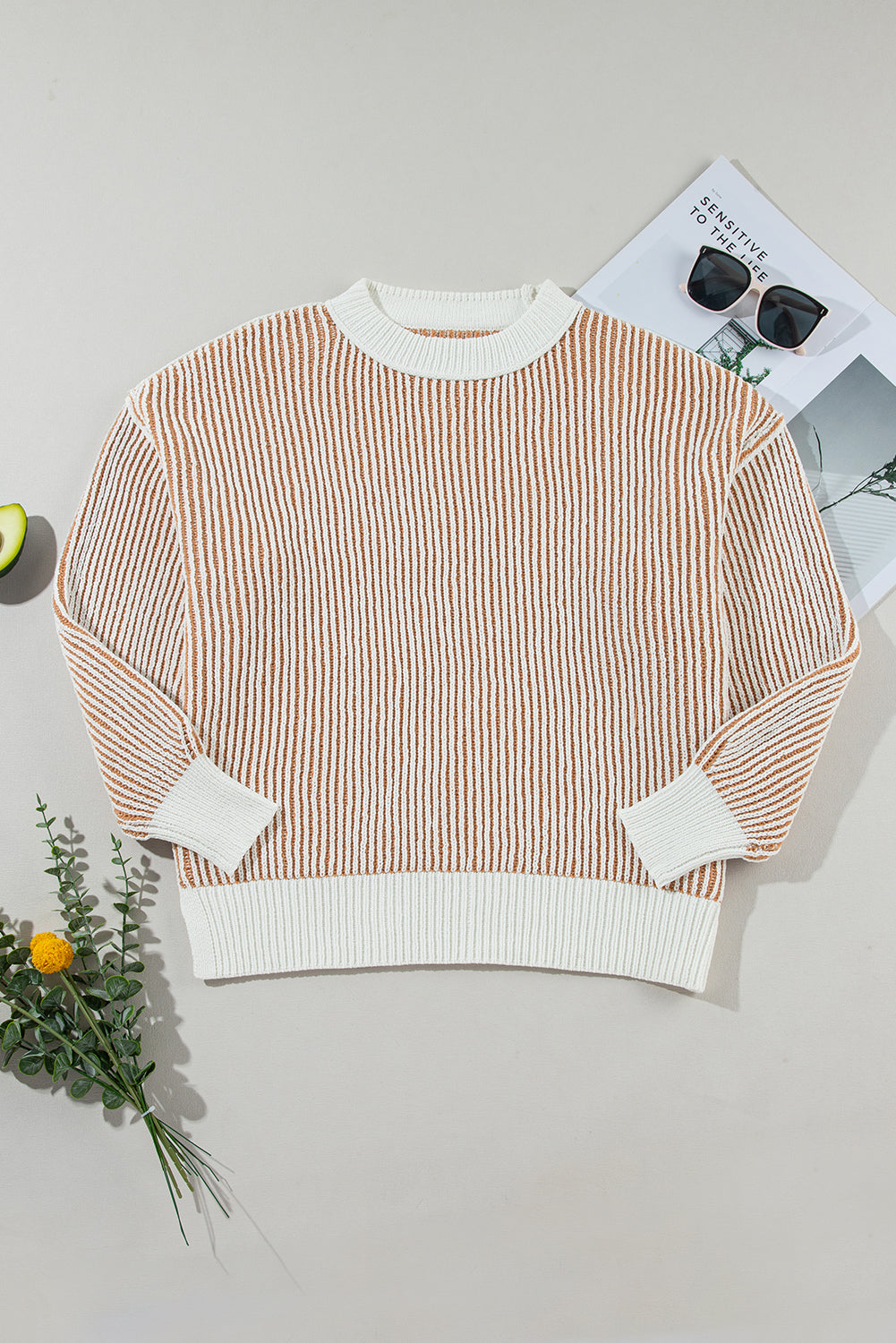 *WEBSITE EXCLUSIVE* Isla Striped Contrast Trim Loose Sweater