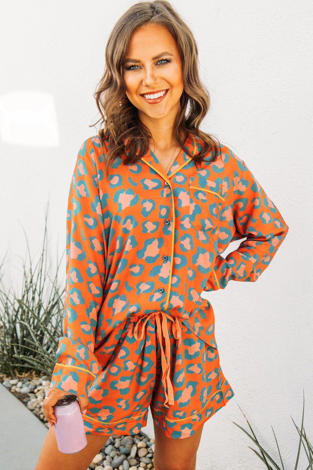 *WEBSITE EXCLUSIVE* Orange Leopard Print Pajama Set