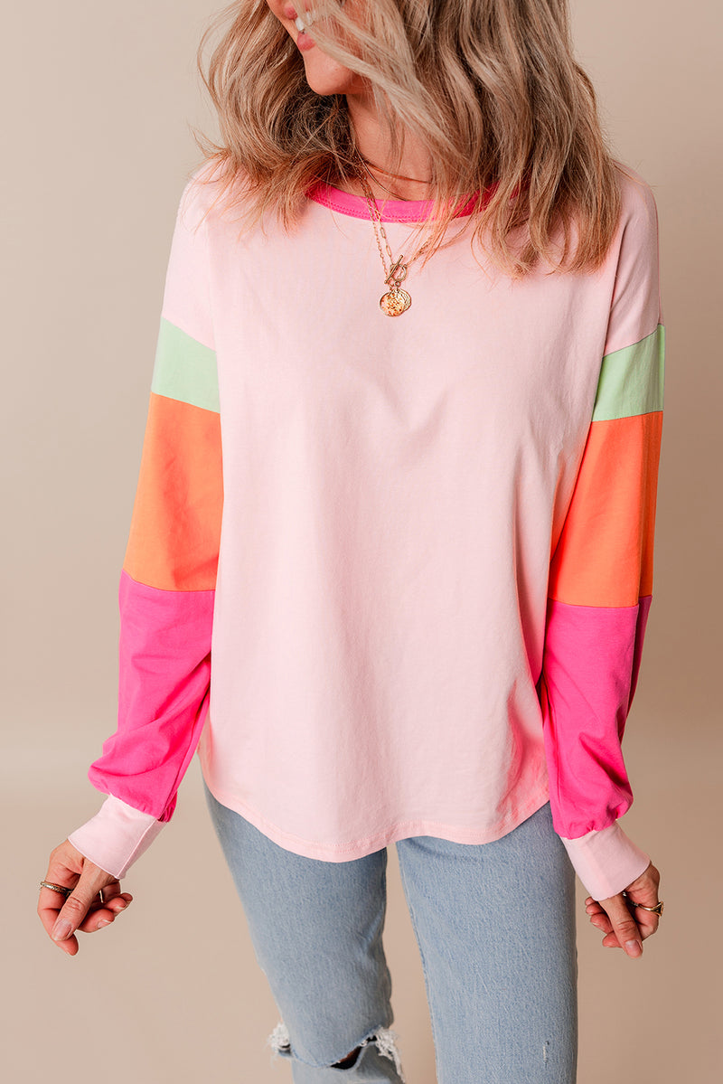 *WEBSITE EXCLUSIVE* Lucy Color Block Sleeve Loose Fit Top