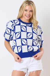 *WEBSITE EXCLUSIVE* Erin Football Check Color Block Top