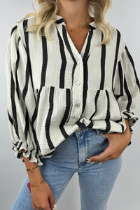 *WEBSITE EXCLUSIVE* Black Stripe Loose Top