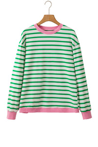 *Website Exclusive* Striped Contrast Trim Long Sleeve Top