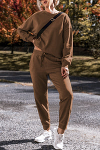 *Website Exclusive* Ali Coffee Solid Color High Low Pullover and Pants Set