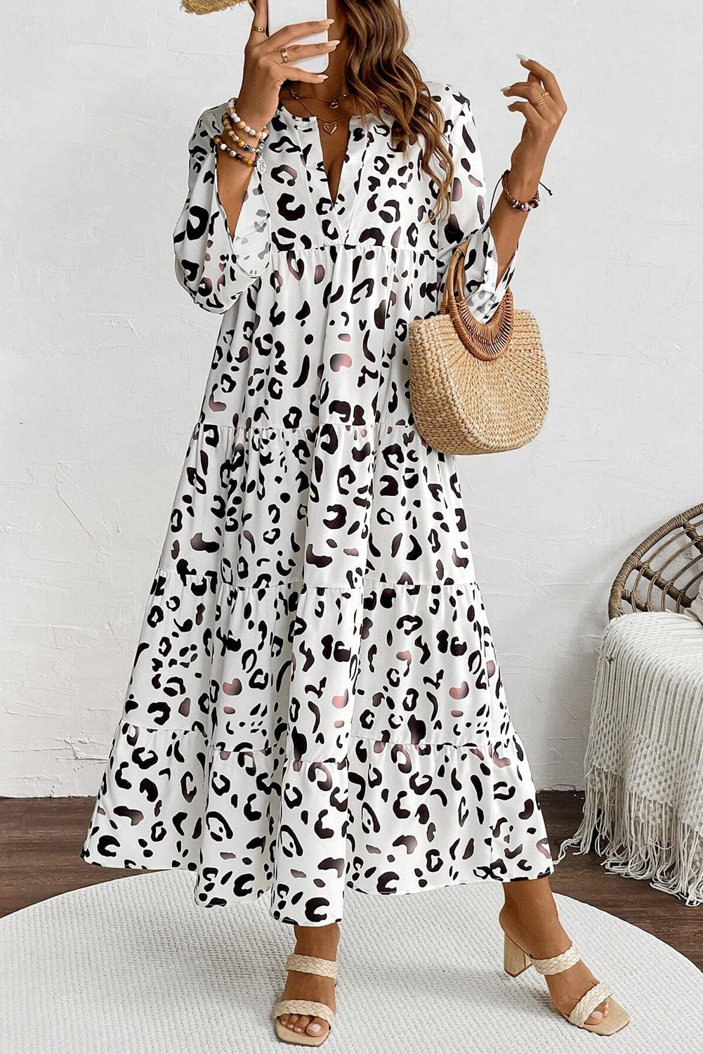 *Website Exclusive* Waverley White Leopard Print Maxi Dress