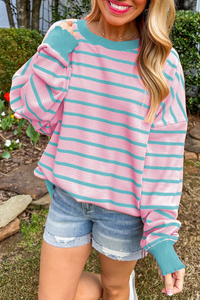 *WEBSITE EXCLUSIVE*  Birdie Stripe Round Neck Drop Shoulder Loose Sweater (New Colors!)