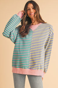 *WEBSITE EXCLUSIVE* Addie Stripe Colorblock Oversized Sweatshirt