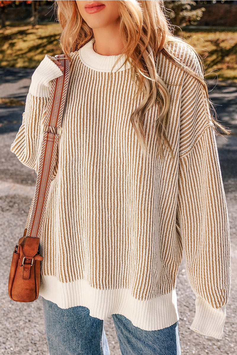 *WEBSITE EXCLUSIVE* Isla Striped Contrast Trim Loose Sweater