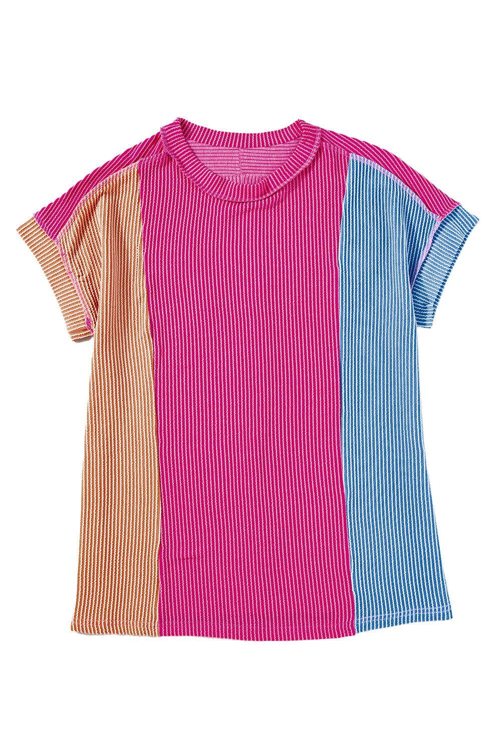 *WEBSITE EXCLUSIVE* Colorblock Ribbed Round Neck T Shirt