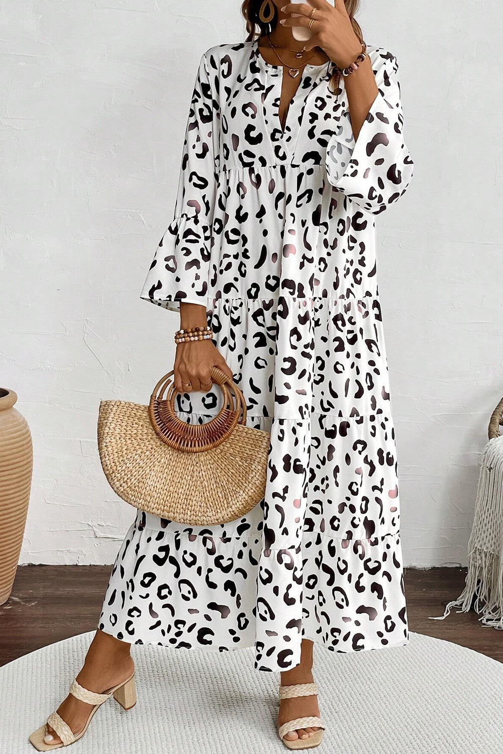 *Website Exclusive* Waverley White Leopard Print Maxi Dress