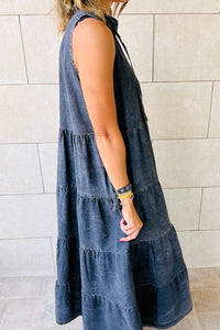 *WEBSITE EXCLUSIVE*  Sleeveless Tiered Chambray Maxi Dress