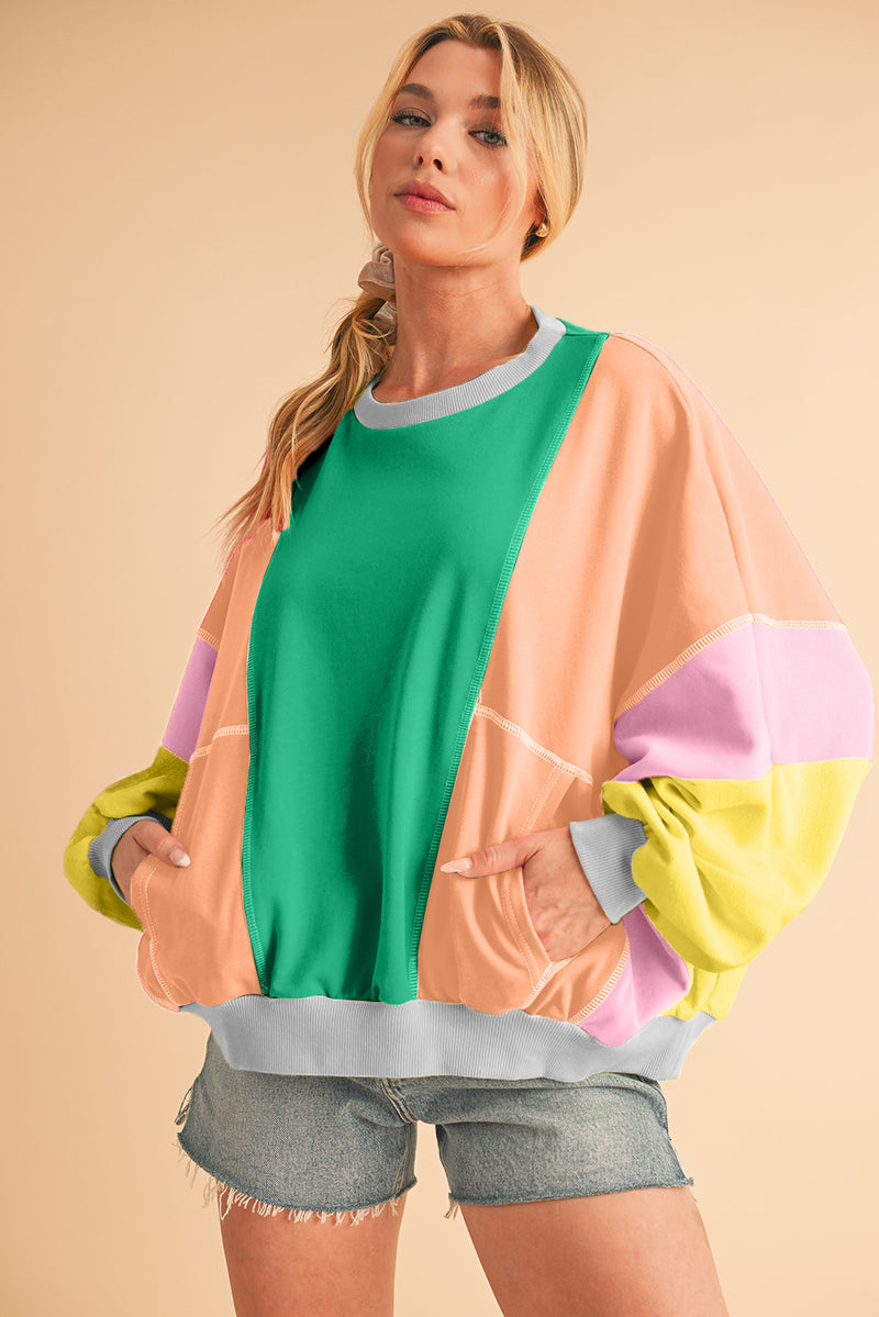 *Website Exclusive * Colorblock Patchwork Drop Shoulder Top