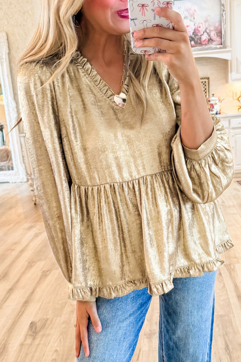 *WEBSITE EXCLUSIVE* Kate Gold Metallic Babydoll Blouse