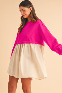 *WEBSITE EXCLUSIVE* Laurel Sweatshirt Flowy Pleated Mini Dress