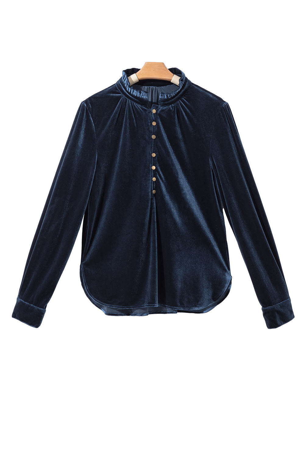 *Website Exclusive * Elle  Buttoned V Neck Velvet Blouse